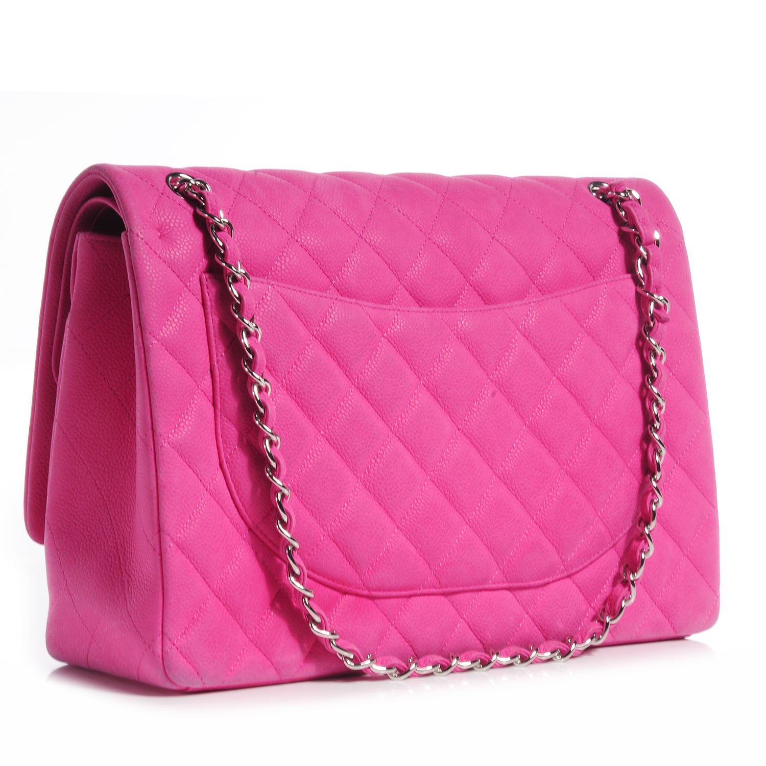 Chanel Iridescent Caviar Maxi Double Flap Hot Pink 3 of 9