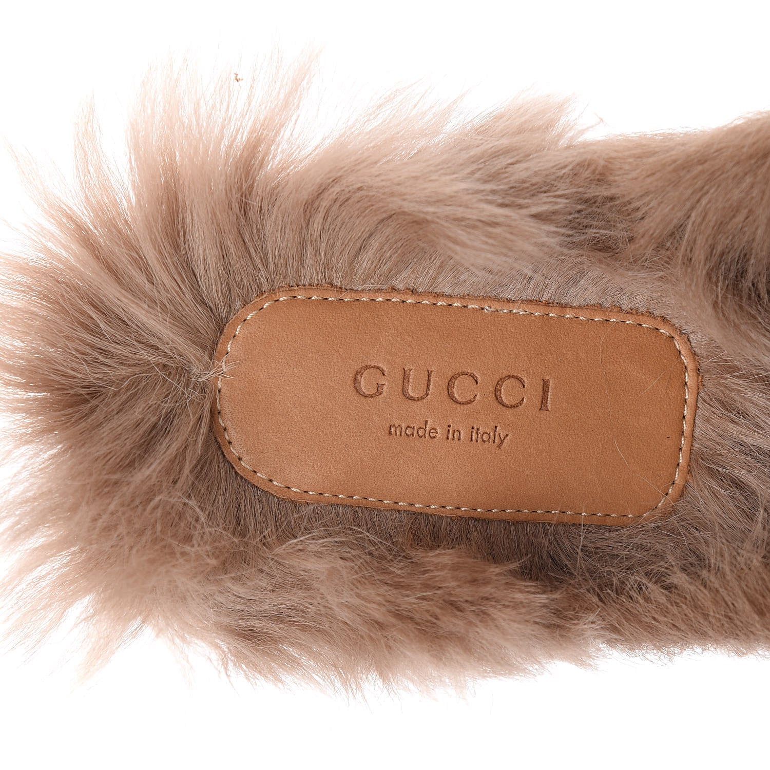 Gucci Betis Glamour Calfskin Fur Womens Princetown Slippers 38 Hibiscus Red Naturale 5 of 12
