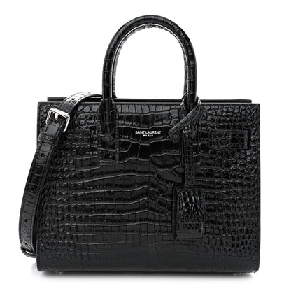 Saint Laurent Calfskin Crocodile Embossed Nano Sac De Jour Black 1 of 13