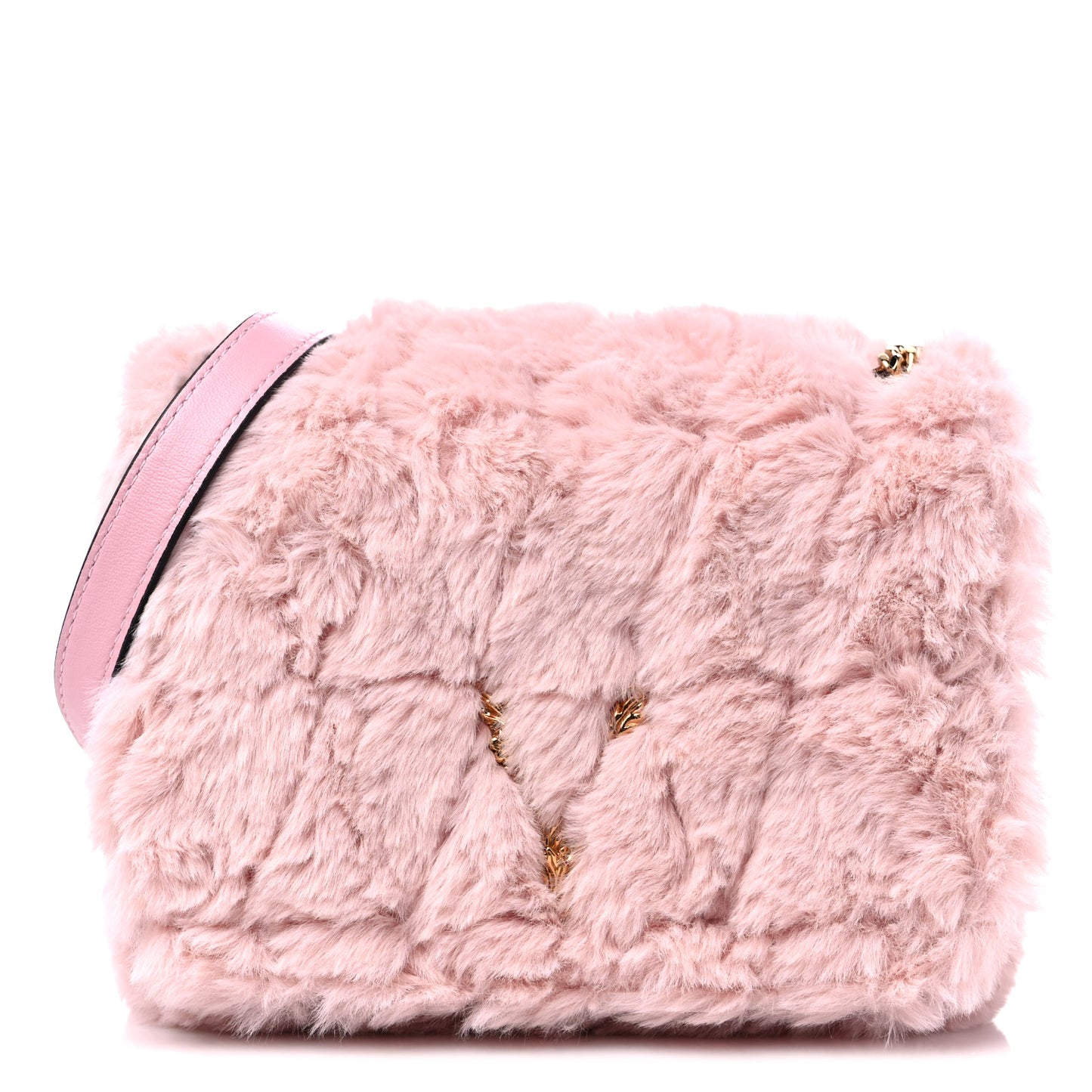 Faux Fur Quilted Virtus Shoulder Bag English Rose