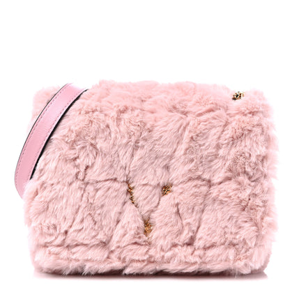 Versace Faux Fur Quilted Virtus Shoulder Bag English Rose 1 of 9