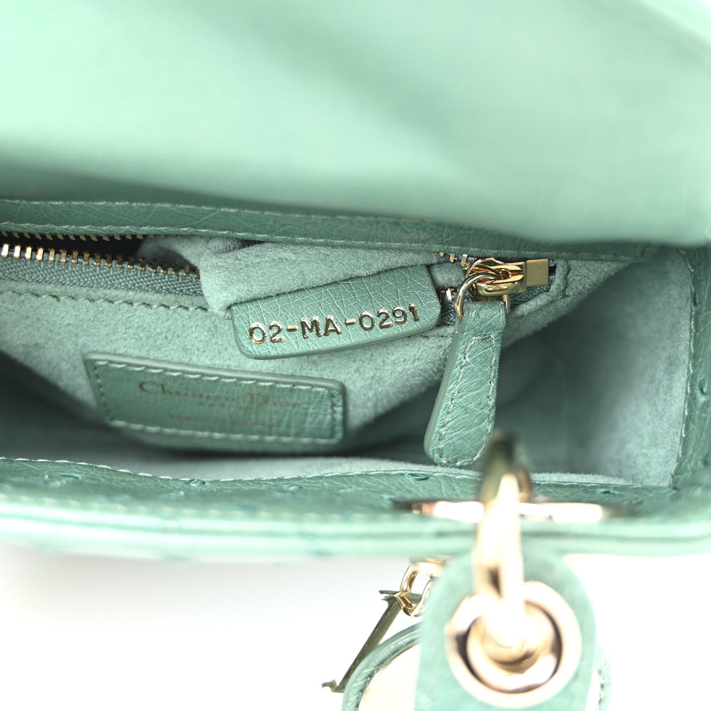 Ostrich Mini Lady Dior Green