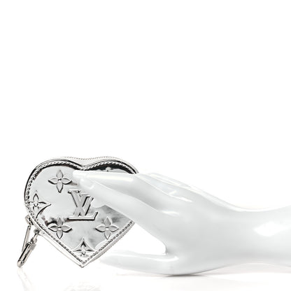 Louis Vuitton Monogram Mirror Heart Coin Purse Silver 2 of 10