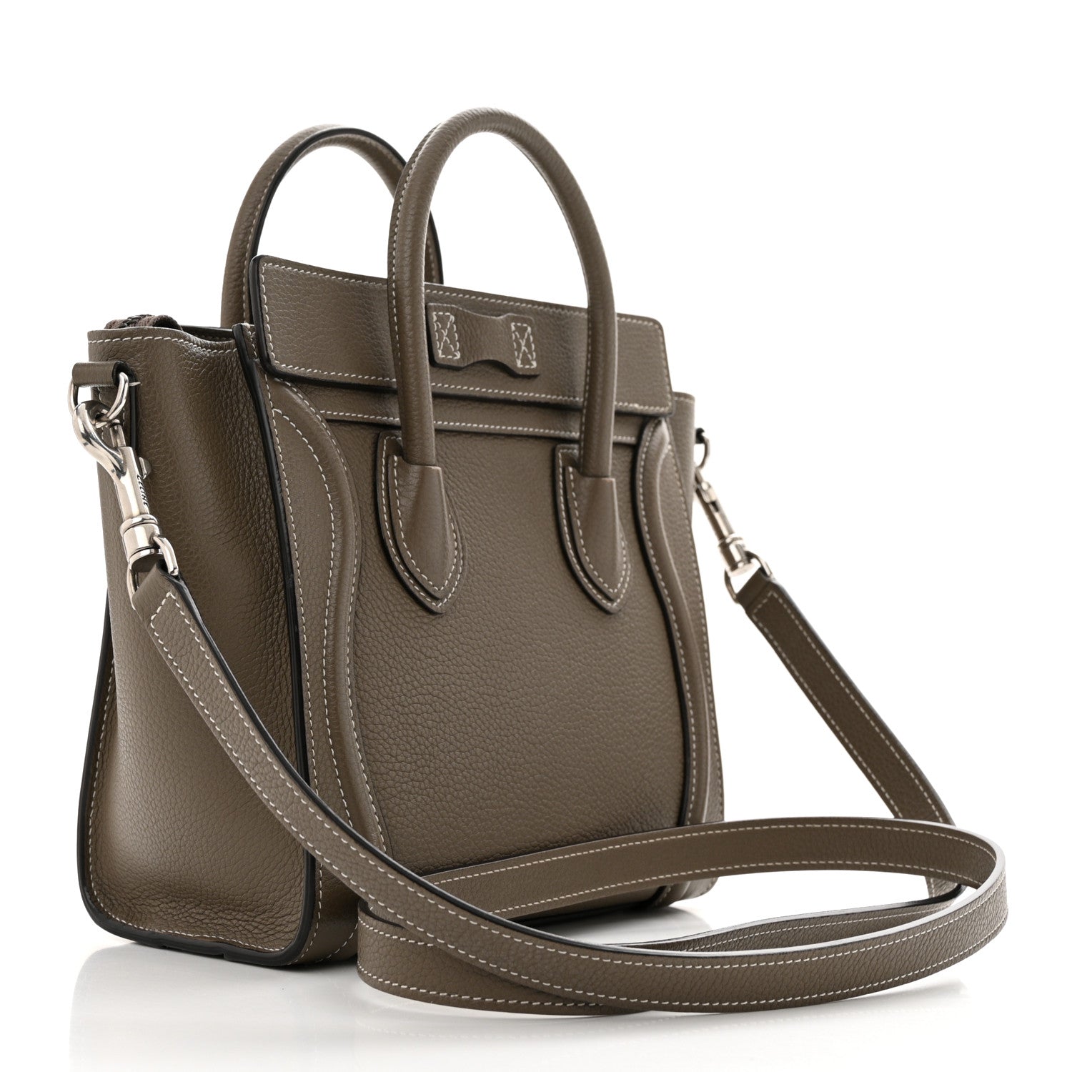 Celine Drummed Calfskin Nano Luggage Souris 4 of 10