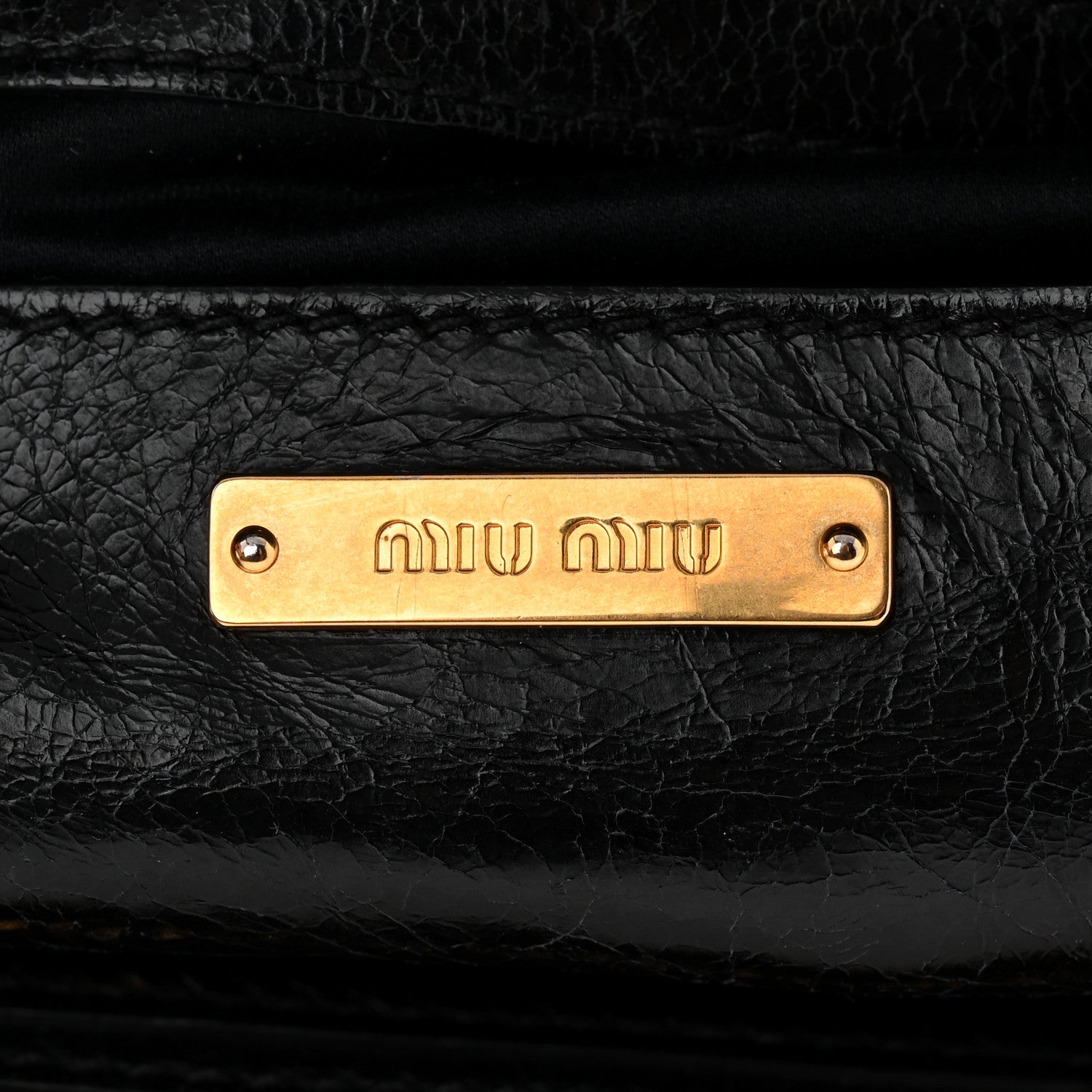 Miu Miu Vitello Shine Top Handle Satchel Black 10 of 19