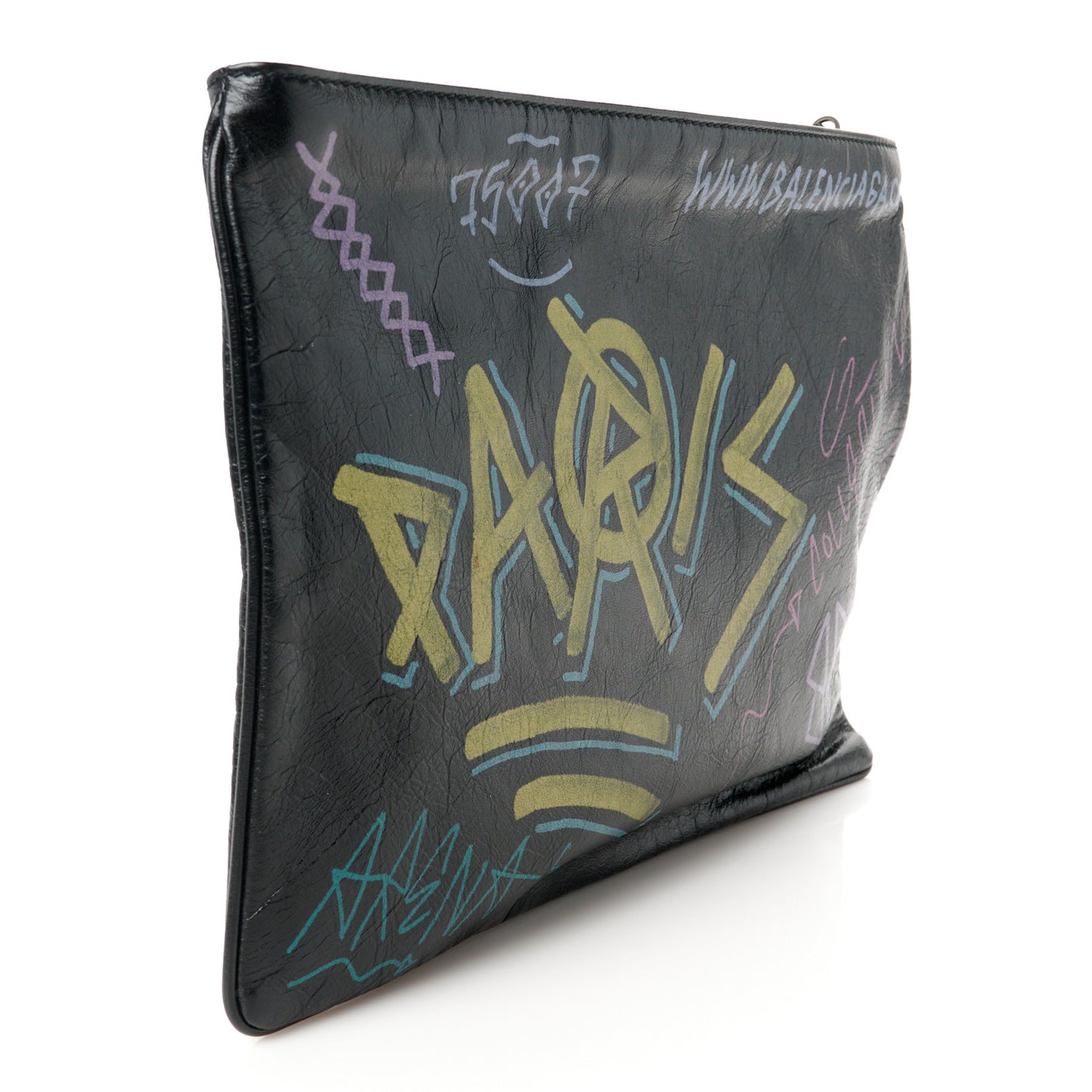 Agneau Arena Graffiti All Over Zip Pouch Black Multicolor