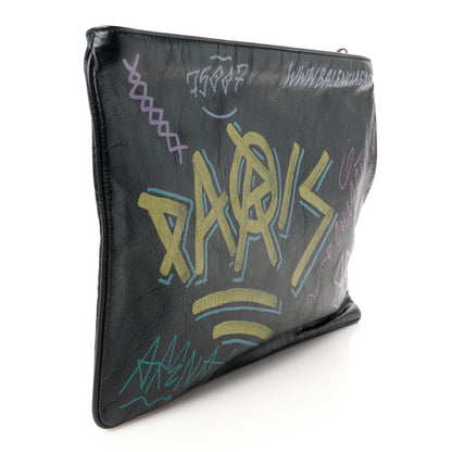 Balenciaga Agneau Arena Graffiti All Over Zip Pouch Black Multicolor 3 of 8