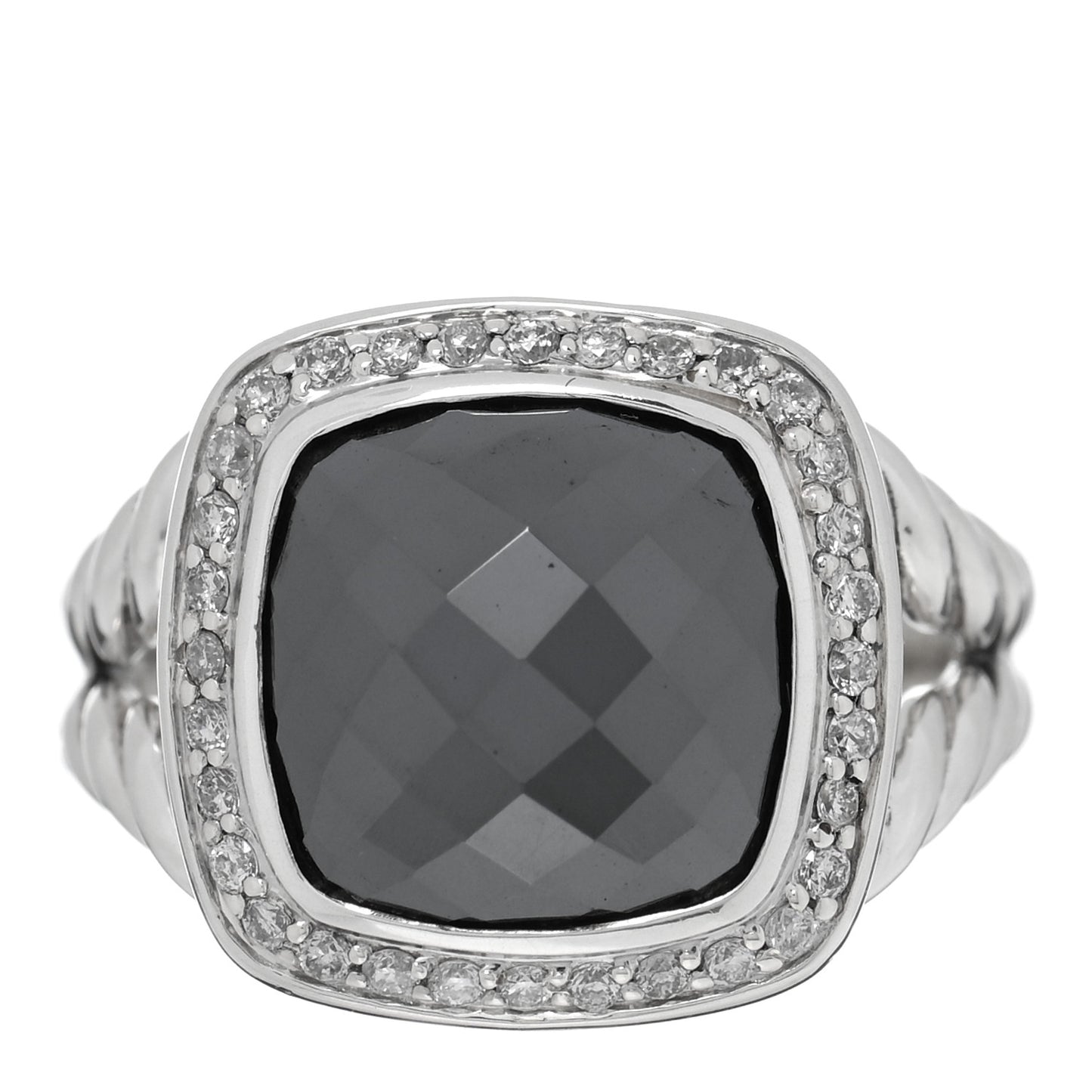 Sterling Silver Diamond Hematite 11mm Albion Ring 53 6.5