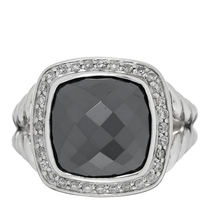 David Yurman Sterling Silver Diamond Hematite 11mm Albion Ring 53 6.5 1 of 4