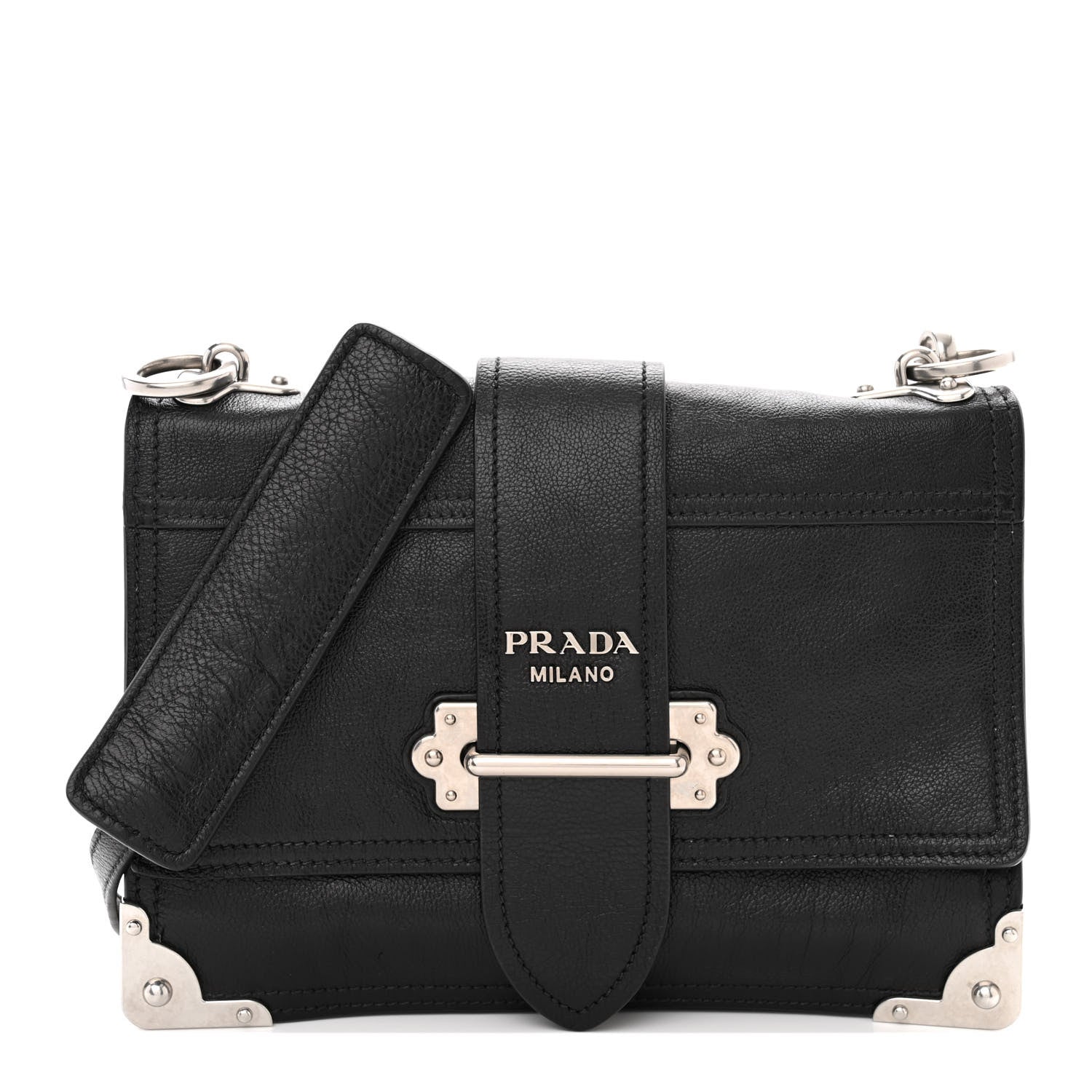 Prada Glace Calfskin Large Soft Cahier Bag Black 1454301 – FASHIONPHILE