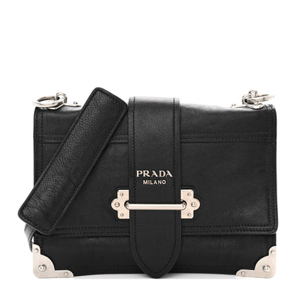 Prada Glace Calfskin Large Soft Cahier Bag Black 1 of 13