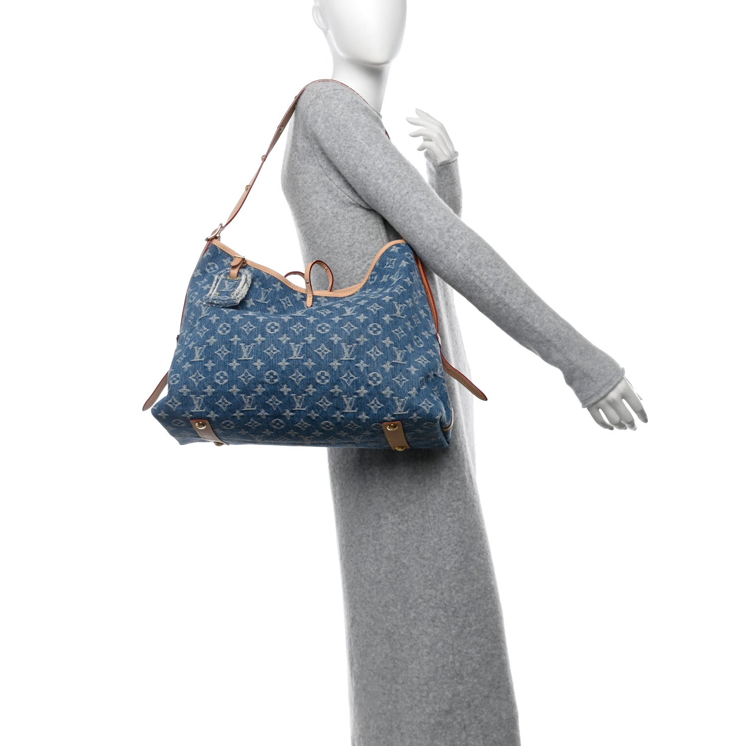 Louis Vuitton Monogram Denim CarryAll MM Blue 2 of 9