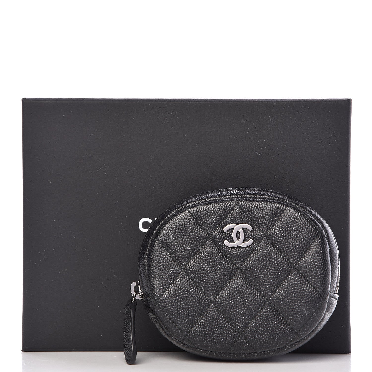 Chanel Iridescent Caviar Quilted Zip Around Classic Coin Purse Black 9 of 9