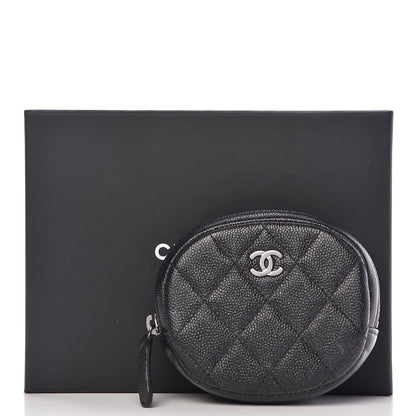 Chanel Iridescent Caviar Quilted Zip Around Classic Coin Purse Black 9 of 9