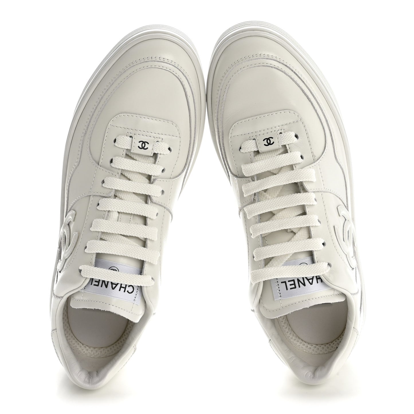 Calfskin Womens CC Sneakers 40 White