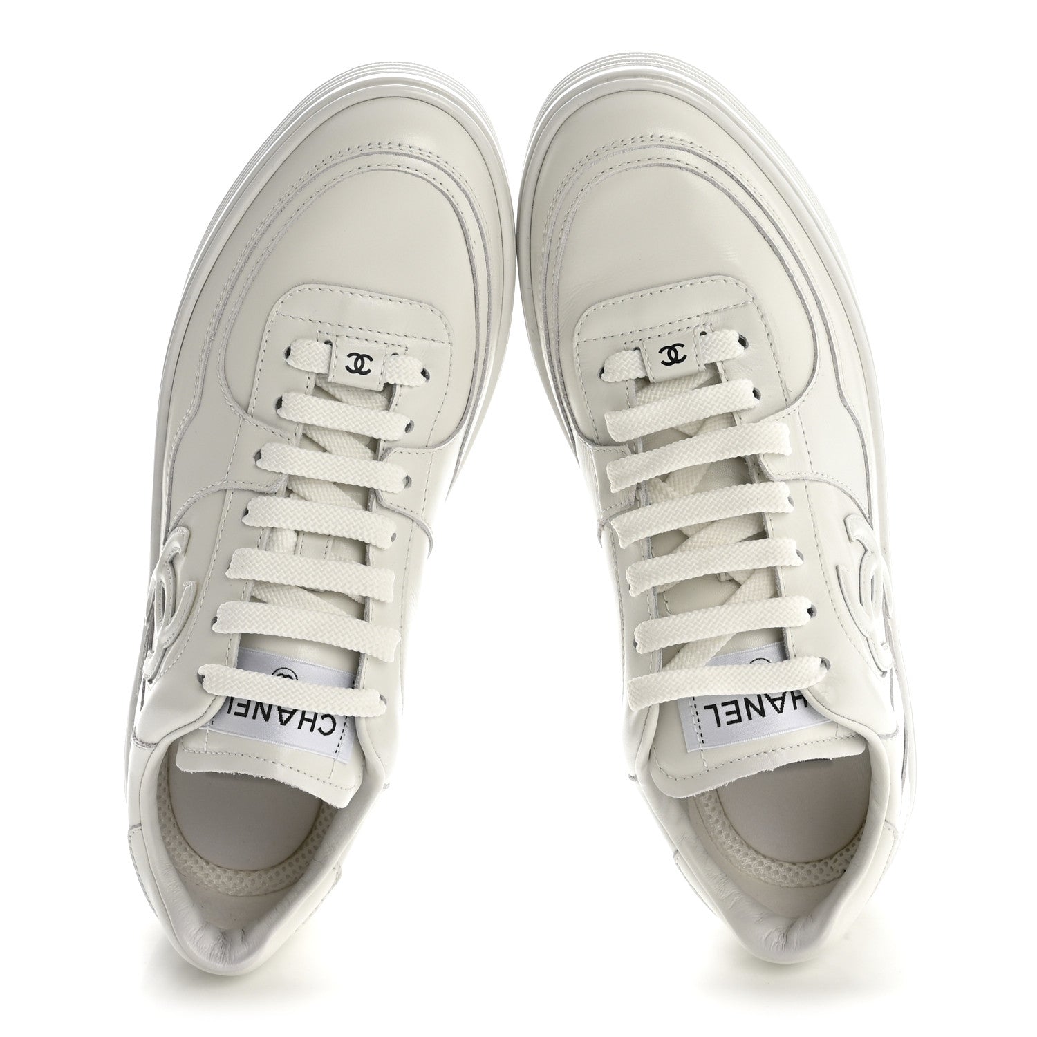 Chanel Calfskin Womens CC Sneakers 40 White 2 of 10