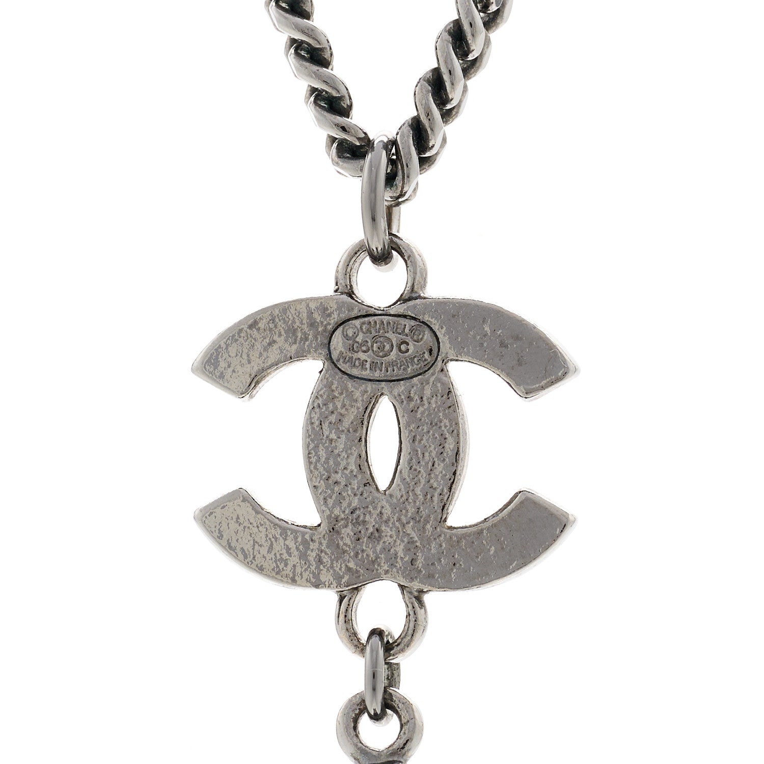 Chanel Ruthenium Enamel Pearl Eiffel Tower CC Drop Necklace Black White 5 of 7