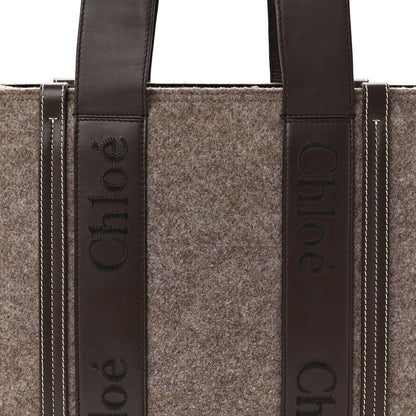 Chloe Felt Calfskin Medium Woody Ribbon Tote Deep Beige 8 of 10