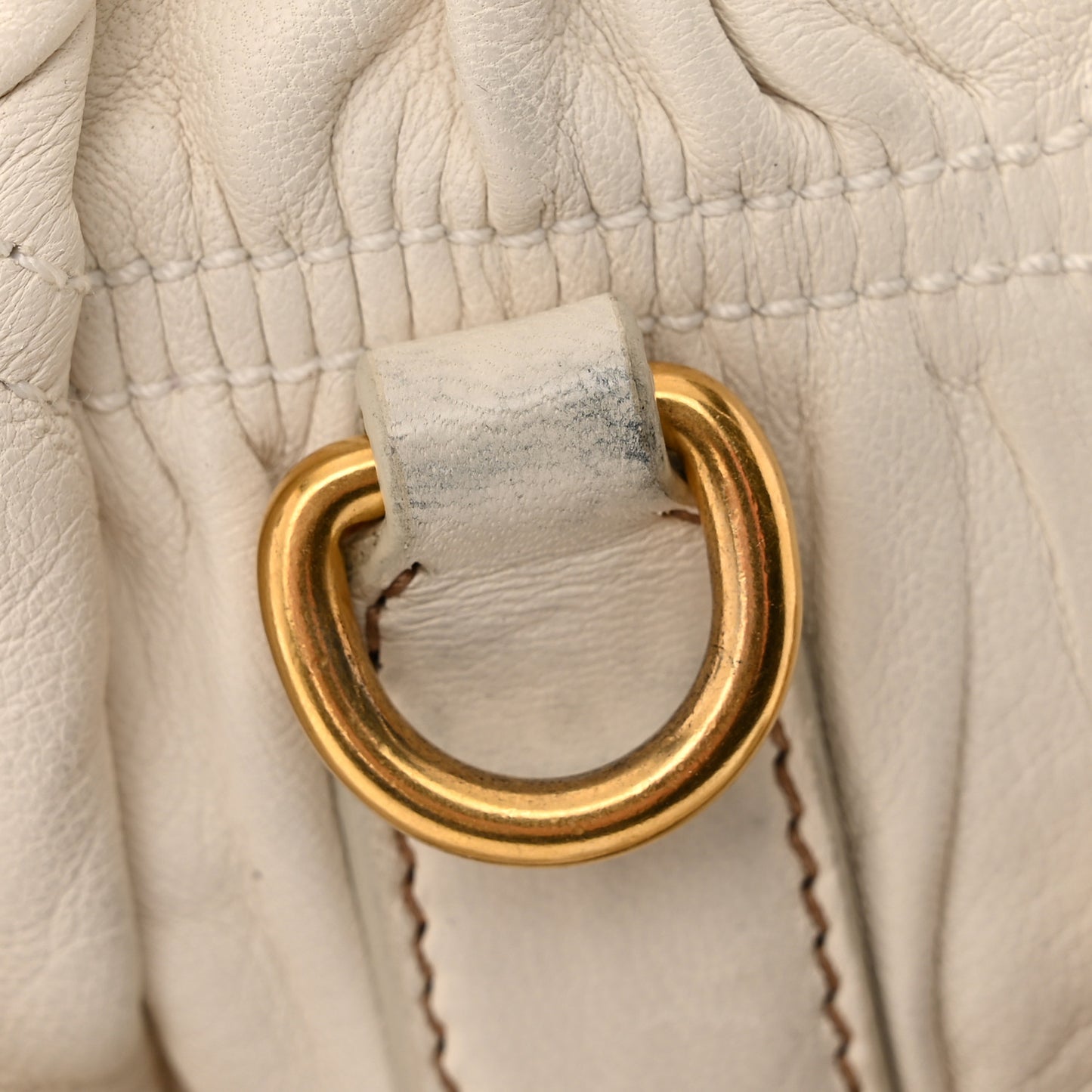 Nappa Gaufre Shopping Satchel White