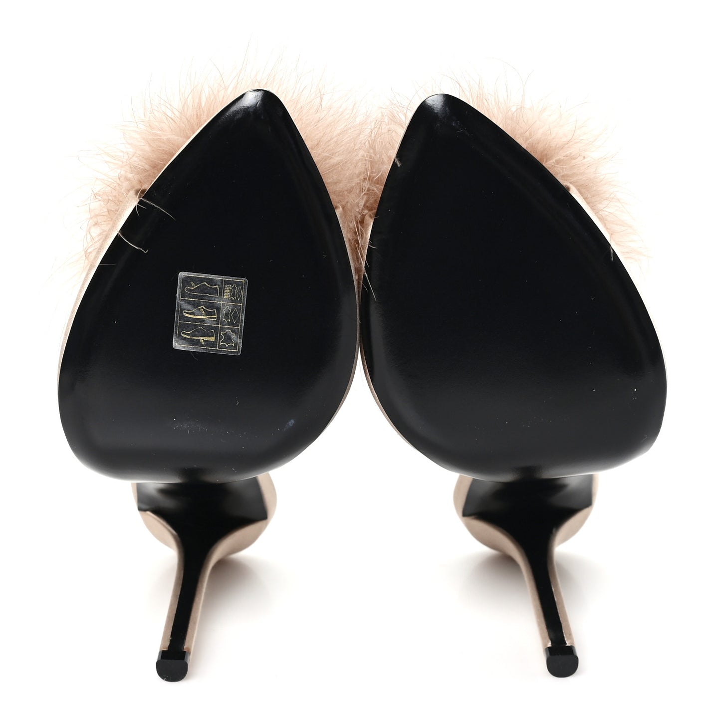 Satin Feather Gippy 110 Mule Sandals 37.5 Partridge Pink