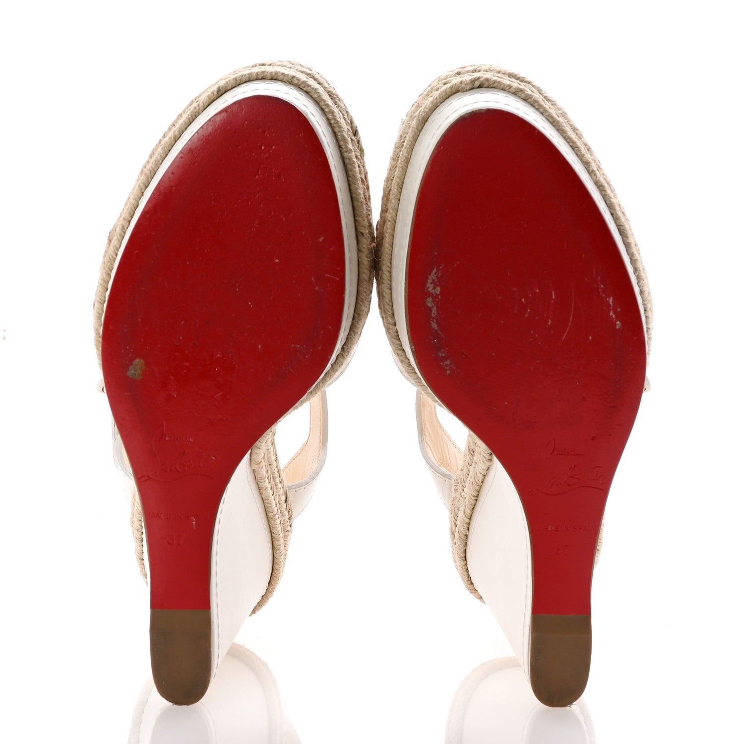 Christian Louboutin Calfskin Almeria 120 Wedge Sandals 37 Snow 6 of 9
