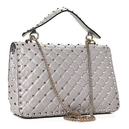 Valentino Garavani Nappa Large Rockstud Spike Shoulder Bag Pastel Grey 2 of 9