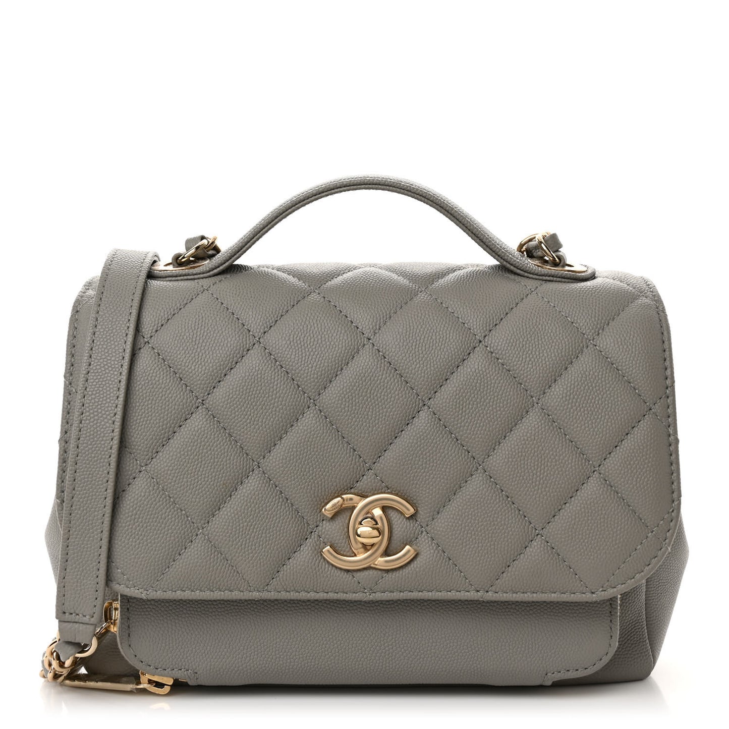 Caviar Quilted Medium Business Affinity Flap Grey
