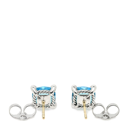 David Yurman Sterling Silver Diamond Blue Topaz 9mm Chatelaine Earrings 3 of 4