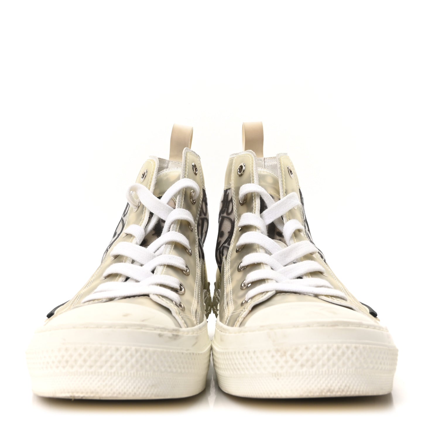 Technical Canvas Oblique B23 High Top Sneakers 38 White Black