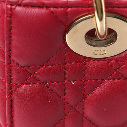 Christian Dior Lambskin Cannage Small Lucky Badges My Lady Dior Red 11 of 14