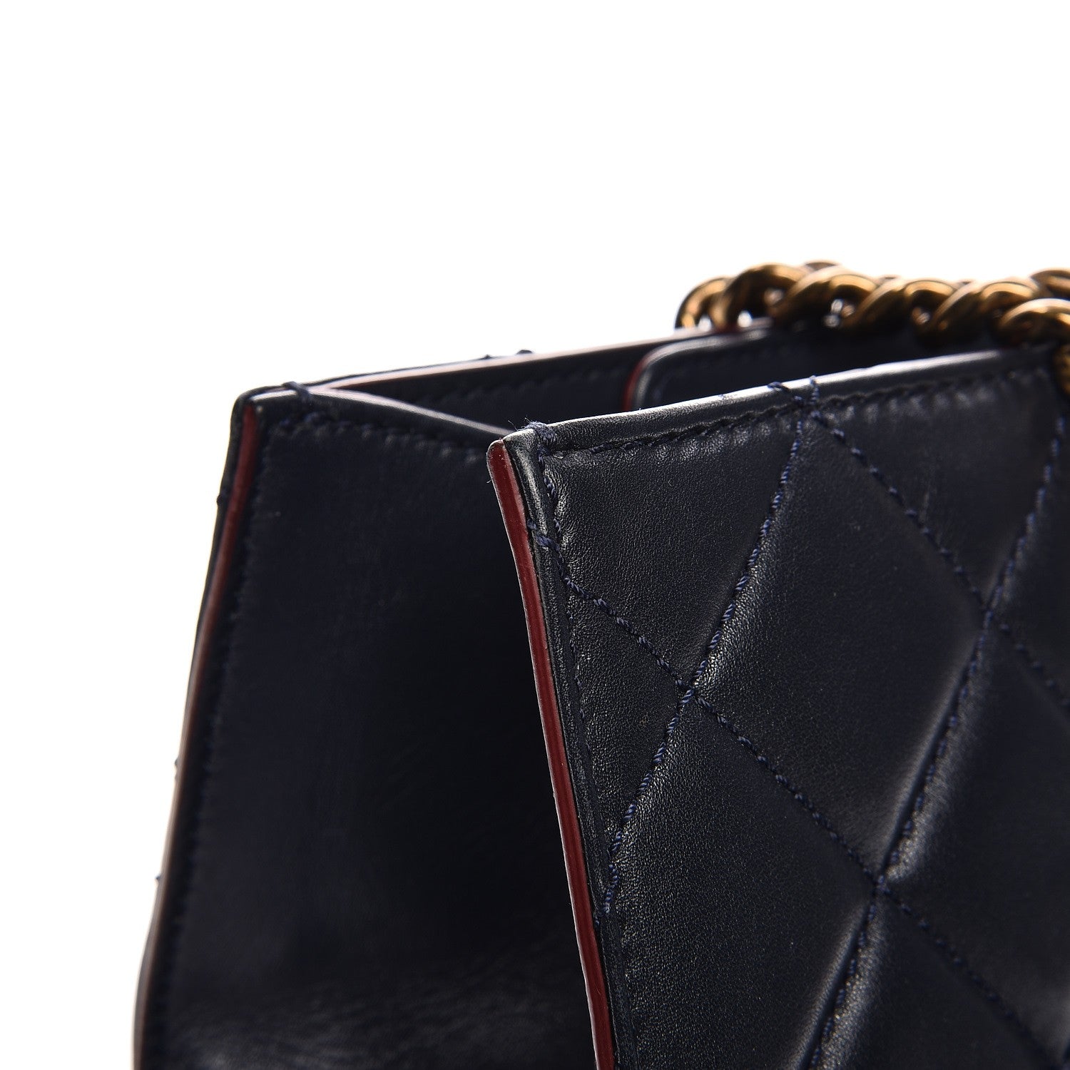 Chanel Calfskin Quilted Tote Dark Navy Red 16 of 18