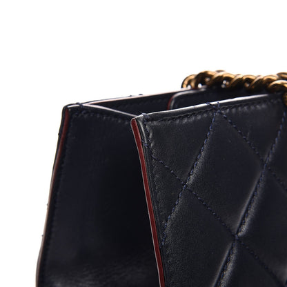 Chanel Calfskin Quilted Tote Dark Navy Red 16 of 18