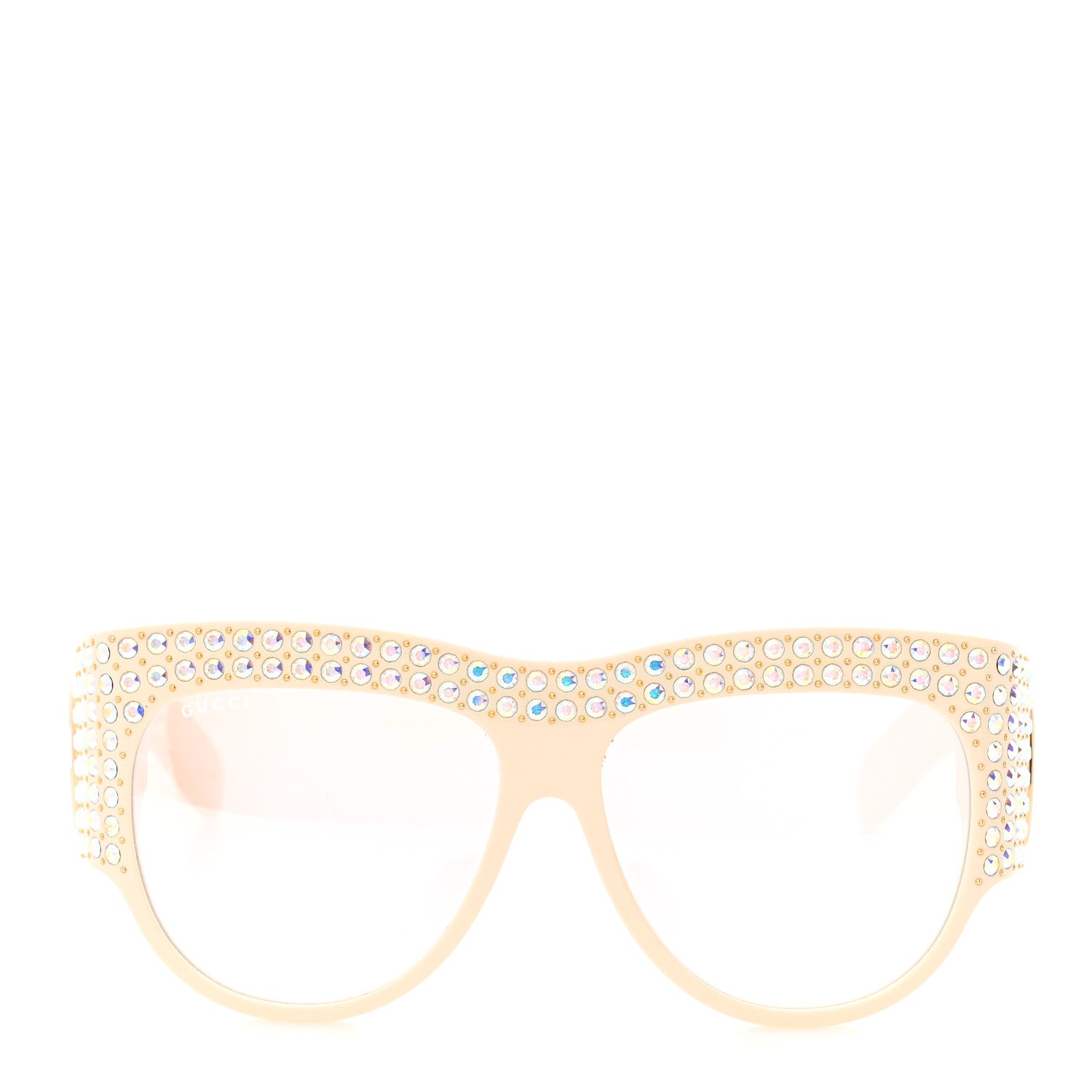 Gucci Acetate Crystal Oversize Hollywood Forever Sunglasses GG0144S Ivory 2 of 8