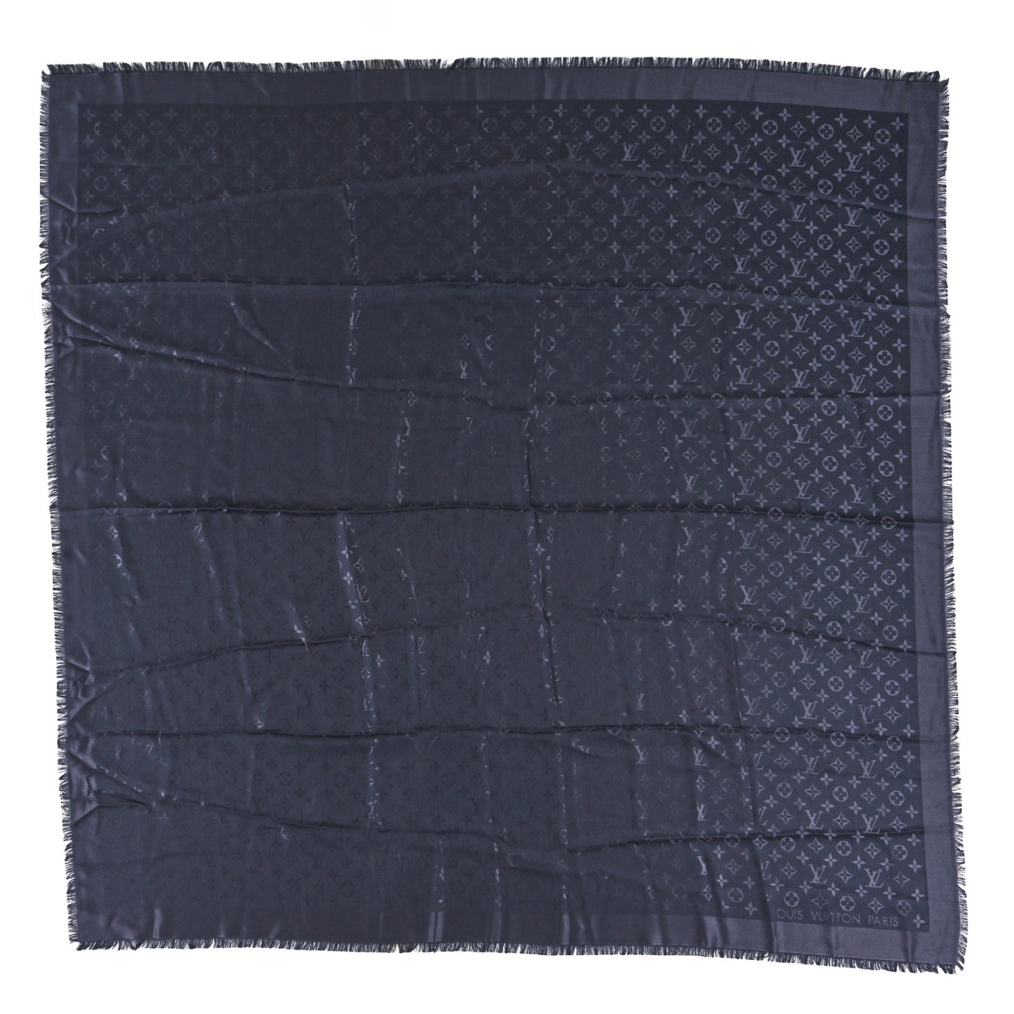 Silk Lurex Wool Monogram Shine Shawl Charcoal Grey