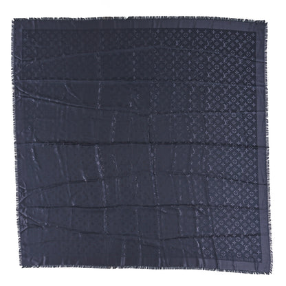 Louis Vuitton Silk Lurex Wool Monogram Shine Shawl Charcoal Grey 3 of 5