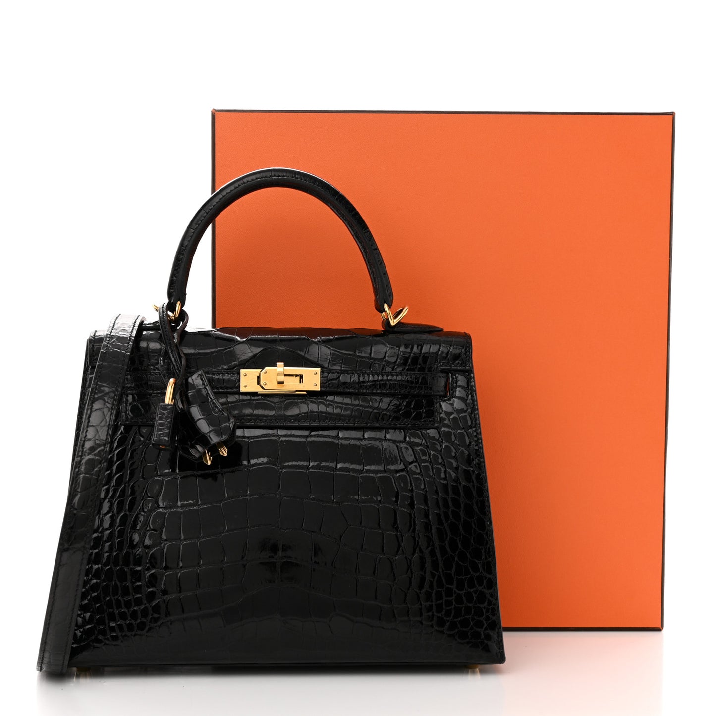 Shiny Alligator Kelly Sellier 25 Black