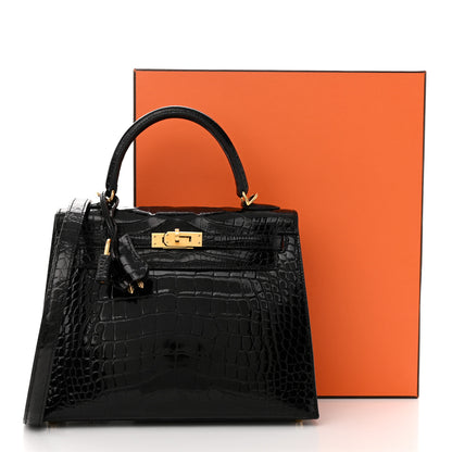 Hermes Shiny Alligator Kelly Sellier 25 Black 14 of 14