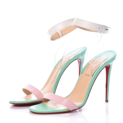 Christian Louboutin Shiny Nappa PVC Jonatina 100 Sandals 39.5 Opal 3 of 9