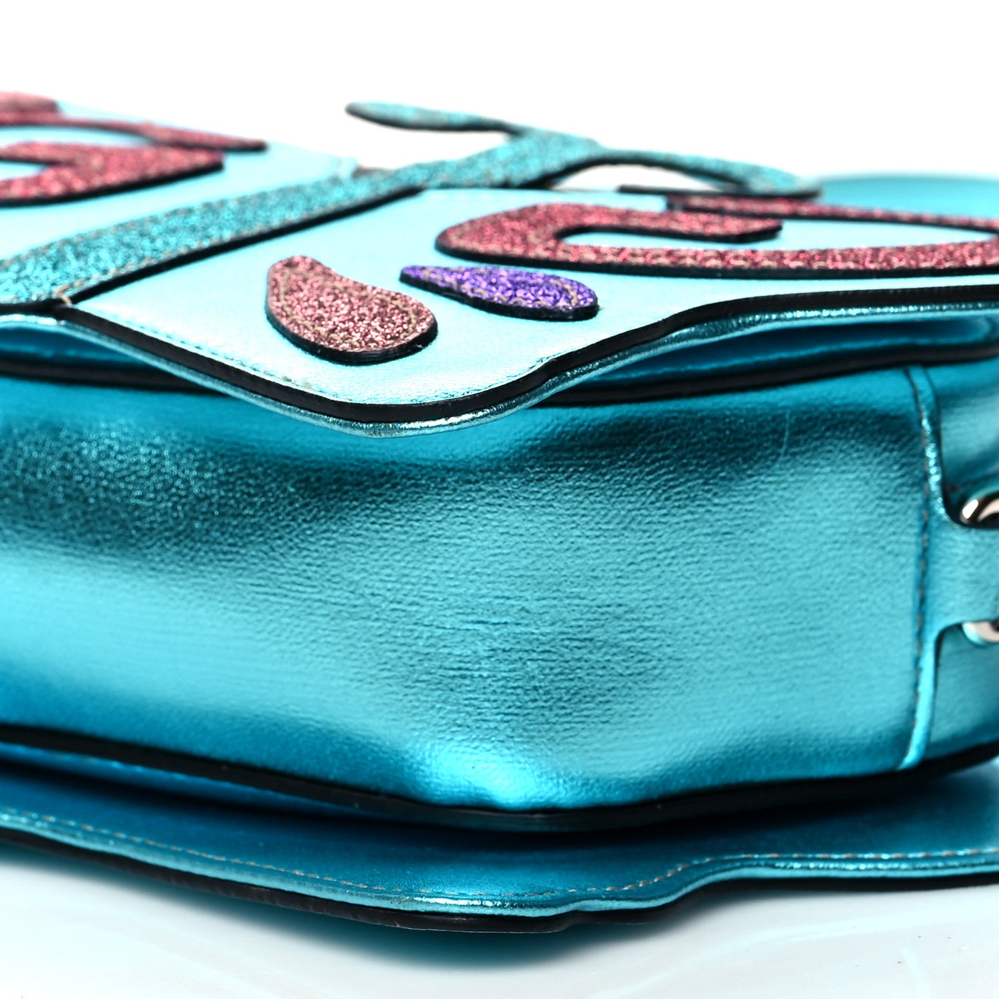 Metallic Calfskin Childrens Butterfly Bag Blue