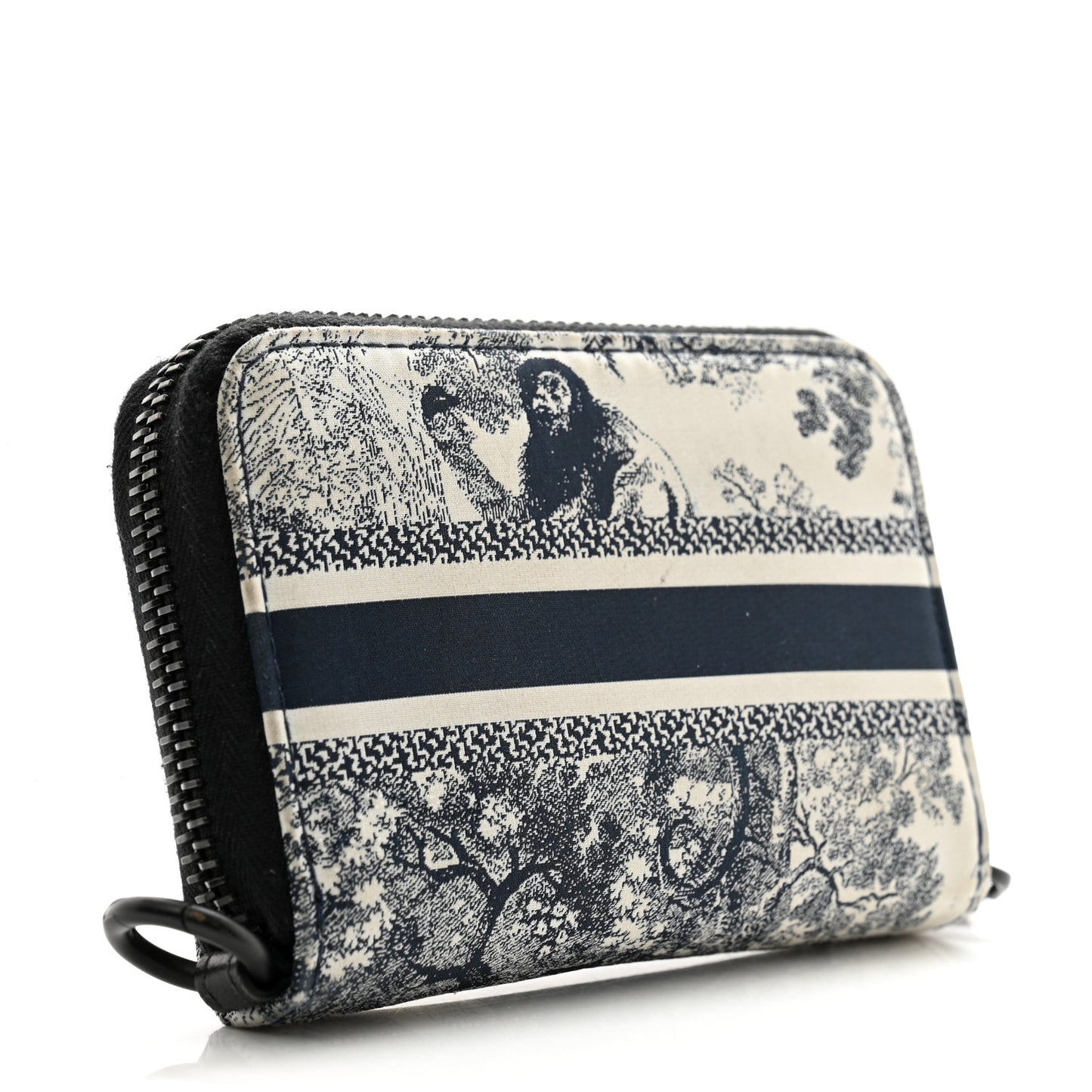 Technical Fabric Embroidered Toile De Jouy DiorTravel Detachable Card Holder Blue
