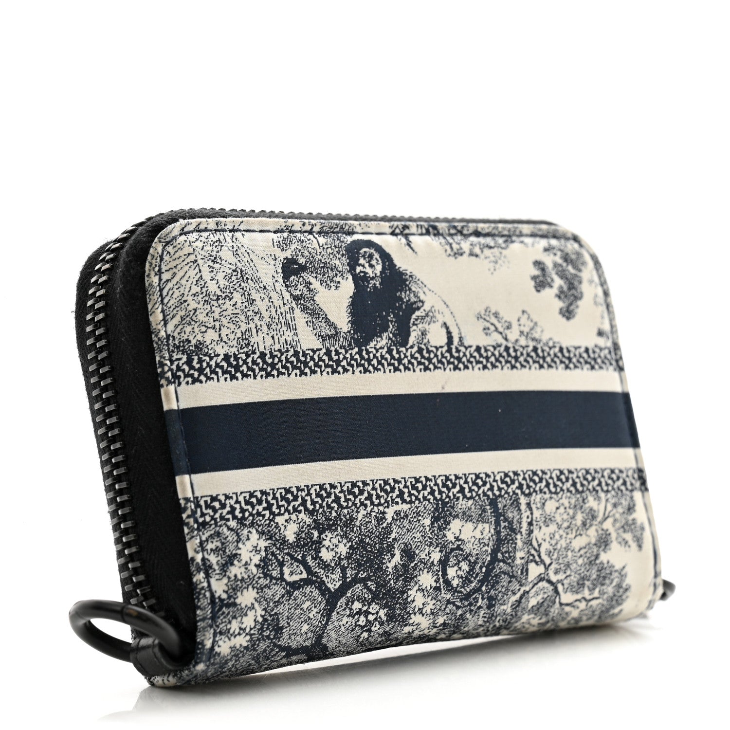 Christian Dior Technical Fabric Embroidered Toile De Jouy DiorTravel Detachable Card Holder Blue 3 of 12
