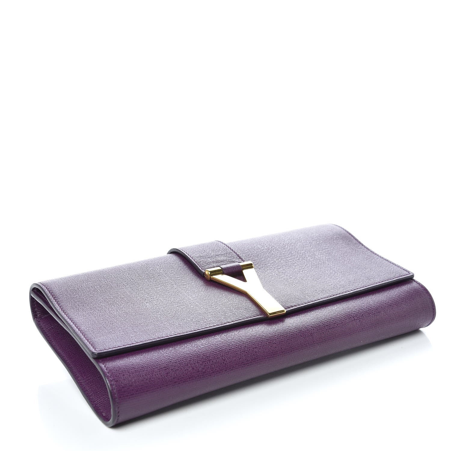 Saint Laurent Textured Calfskin Y Ligne Clutch Purple 4 of 11