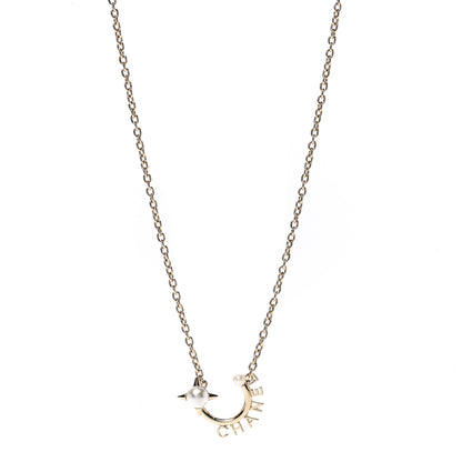 Chanel Pearl Logo Necklace Gold 1 of 7