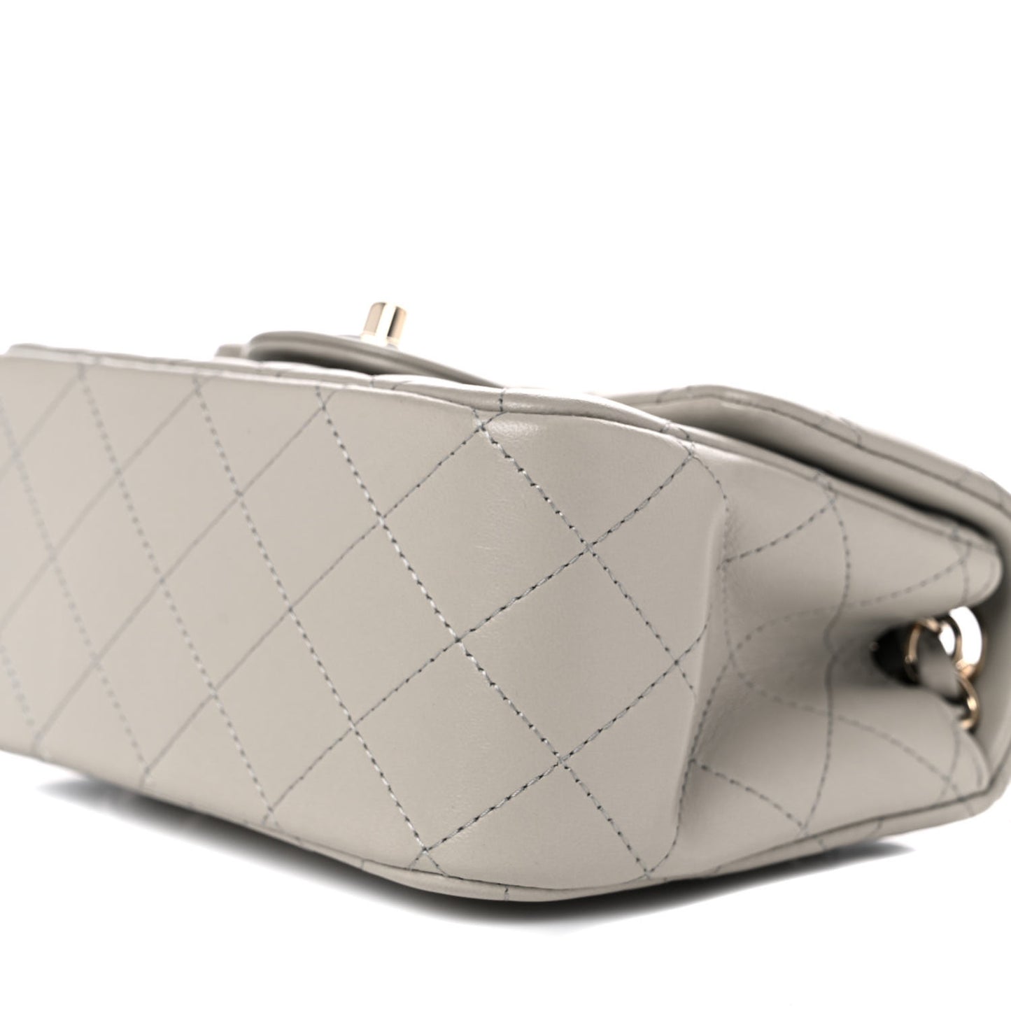 Lambskin Quilted Mini Square Flap Light Grey