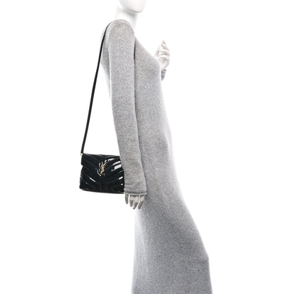 Saint Laurent Patent Y Quilted Monogram Toy Loulou Crossbody Bag Black 2 of 11