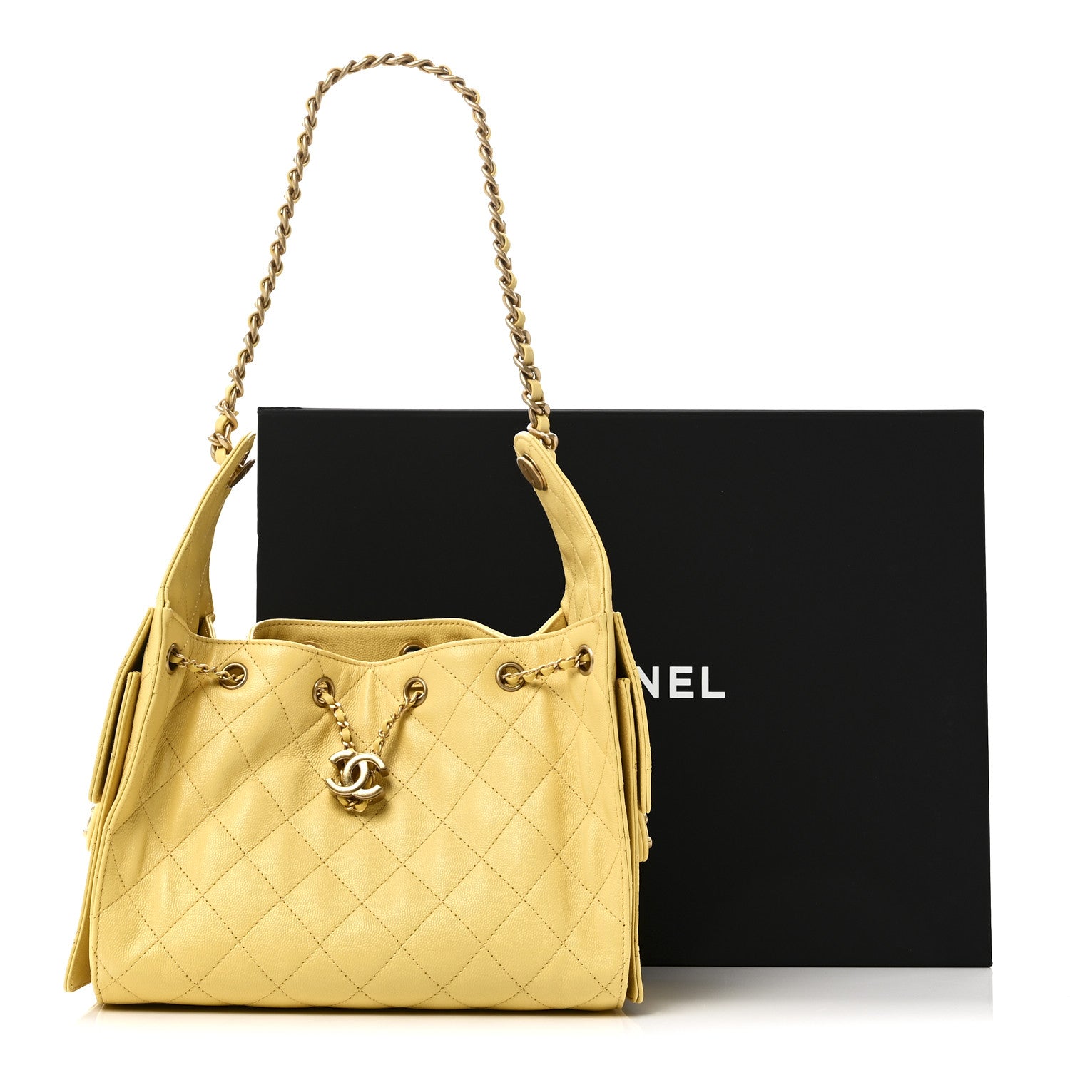 Chanel Caviar Quilted Small Chanel 25 Handbag Light Yellow 1852170