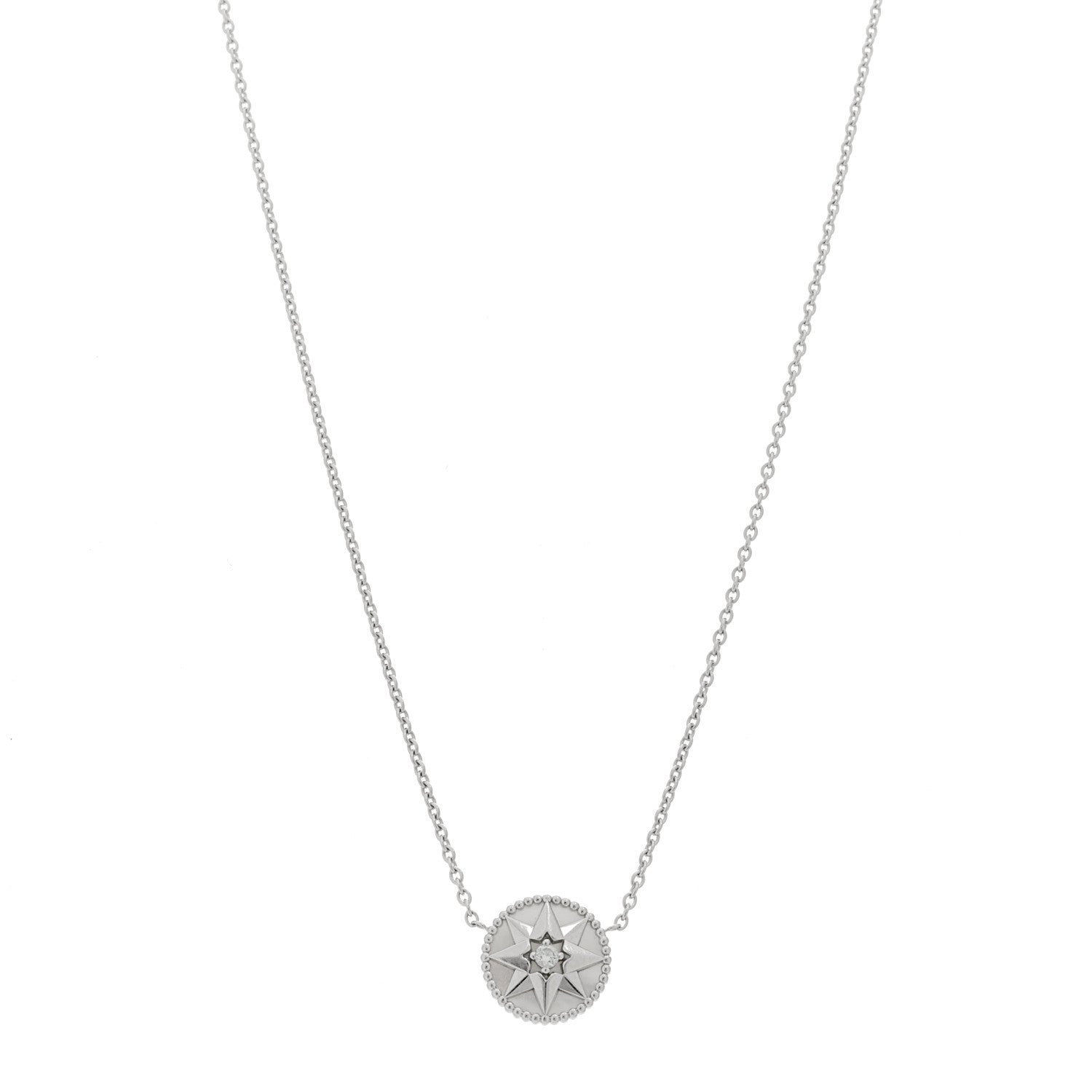 Christian Dior 18K White Gold Diamond Mother of Pearl Rose Des Vents Necklace 1 of 7