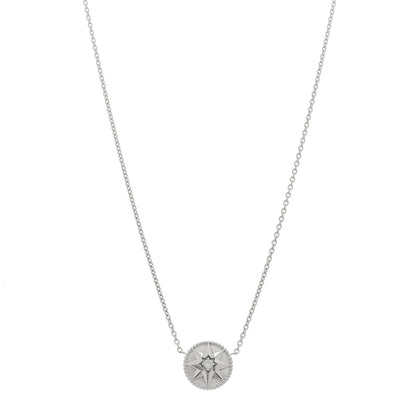 Christian Dior 18K White Gold Diamond Mother of Pearl Rose Des Vents Necklace 1 of 7