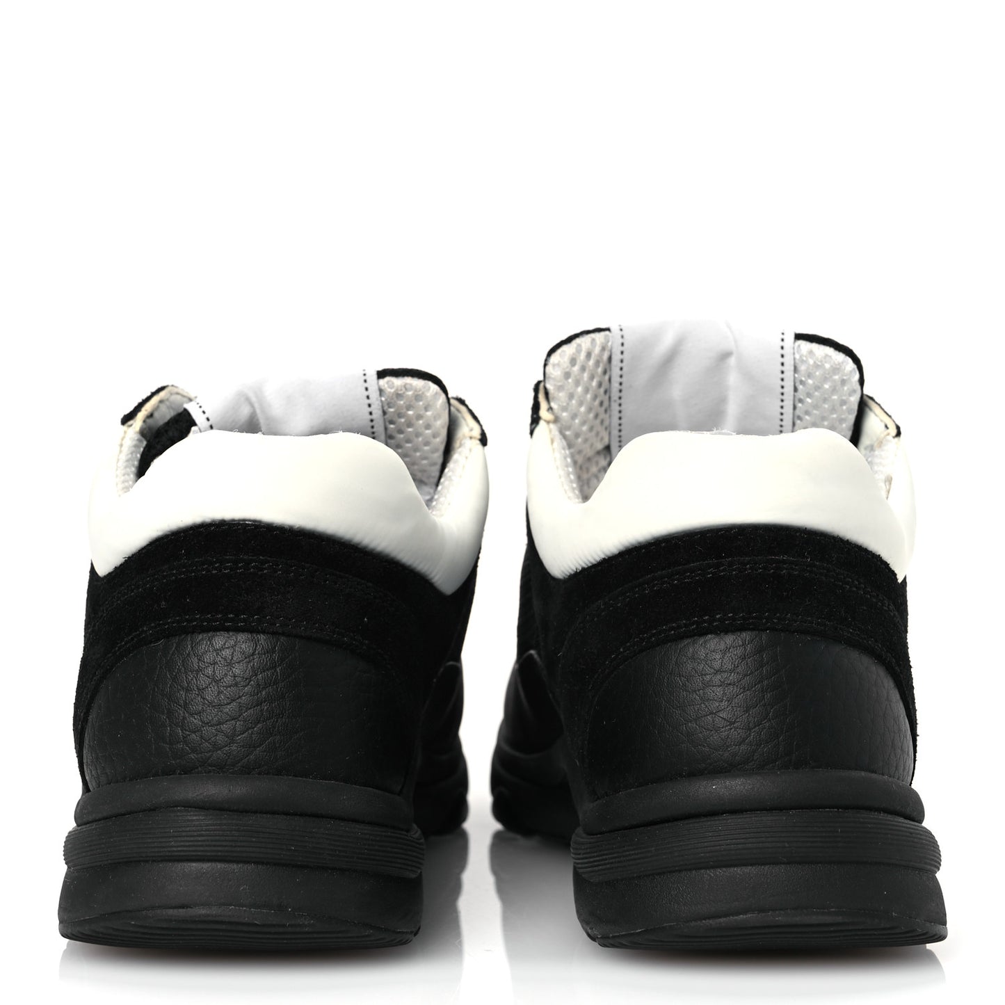 Mesh Suede Grained Calfskin Womens CC Sneakers 37 Black White