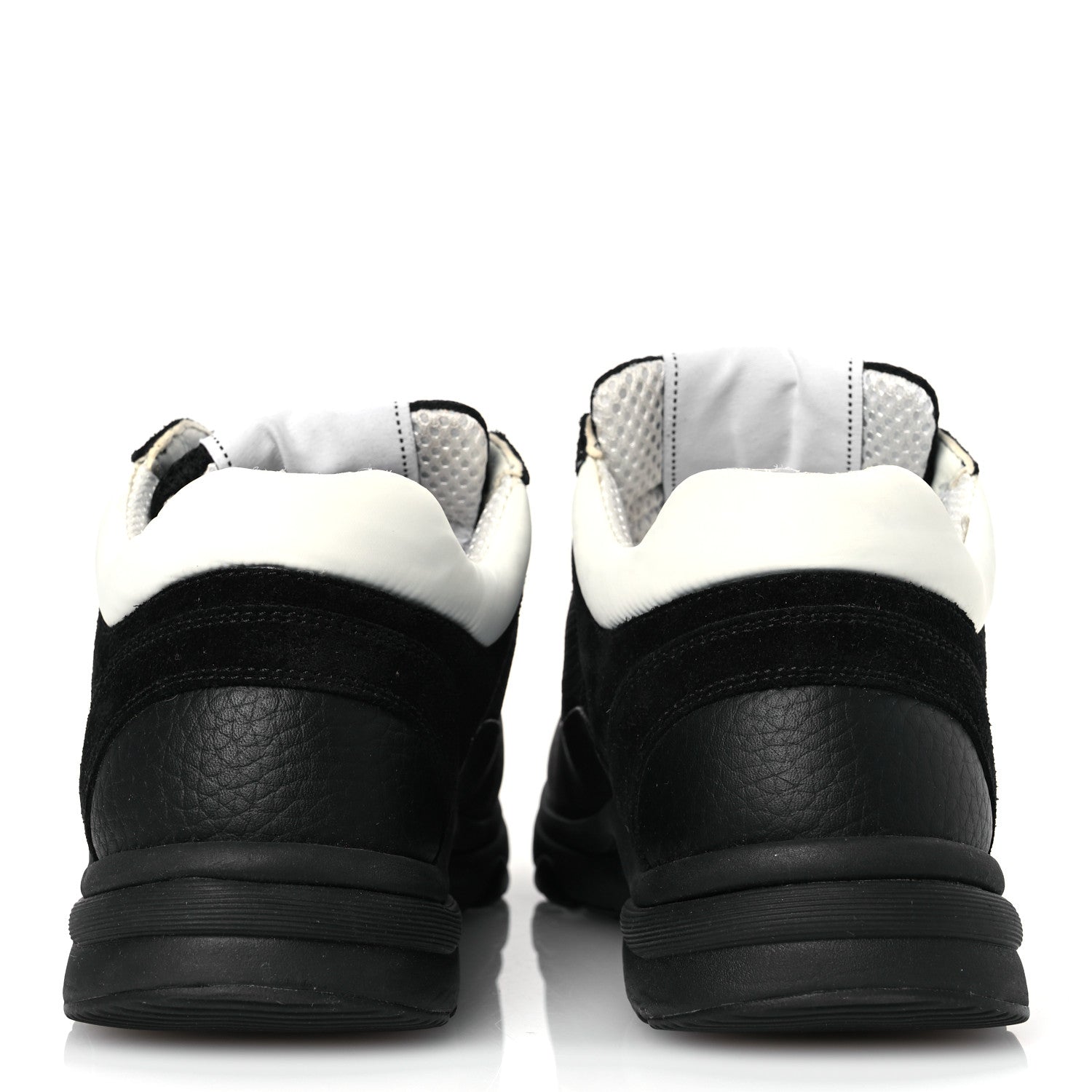 Chanel Mesh Suede Grained Calfskin Womens CC Sneakers 37 Black White 6 of 11